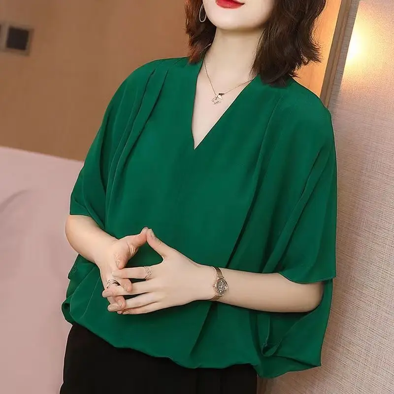 Plus Size Loose Casual Tops Tees Women Clothing Summer New Short Sleeve Solid All-match T Shirts Vintage Fashion Women Clothing