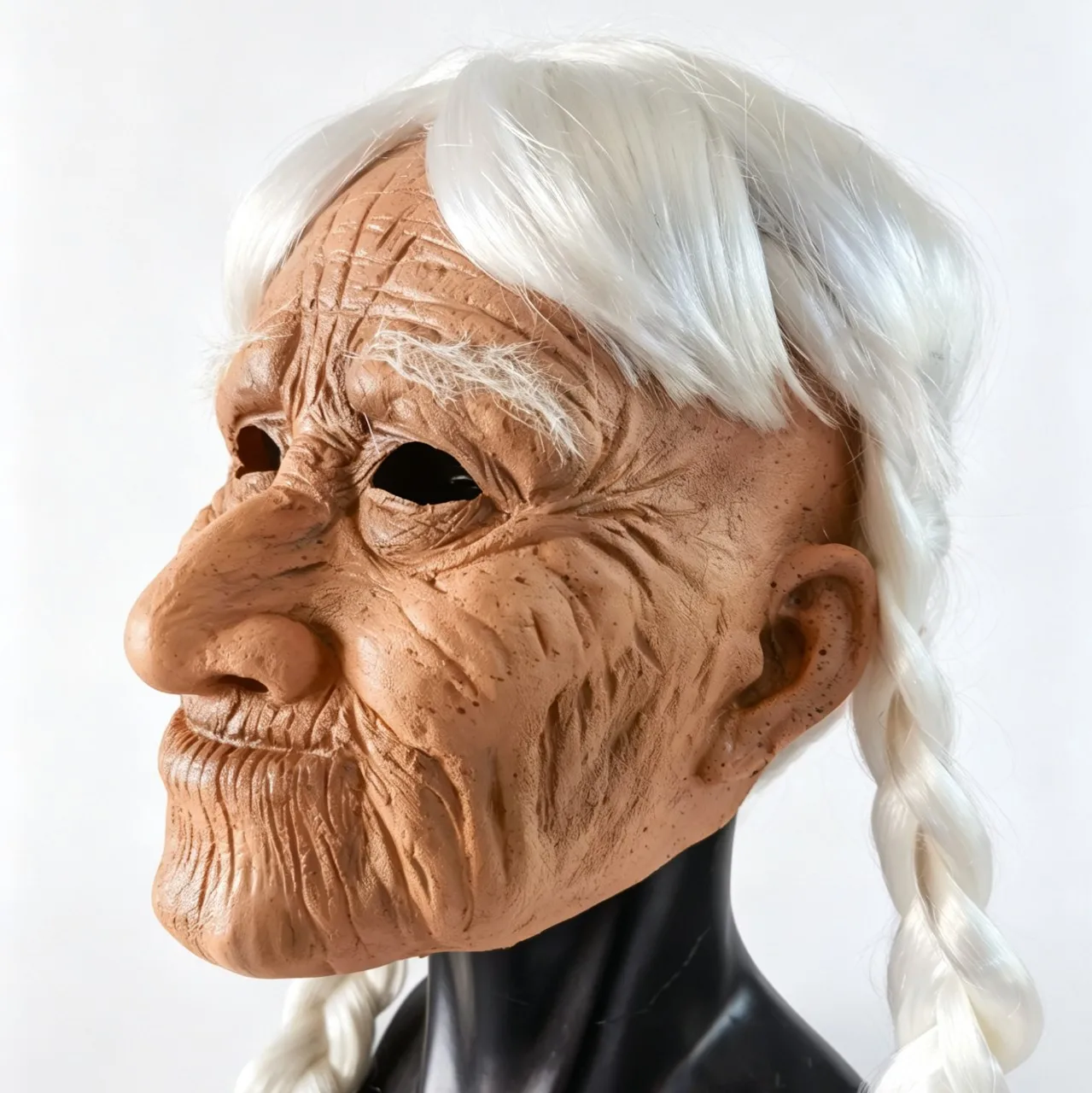 New Halloween Latex Masks Elderly Man Woman Character Headgear Includes Hair Cosplay Costume Character Roleplay Outfit Halloween