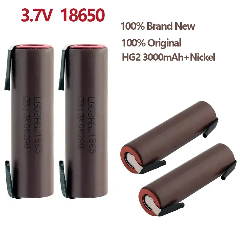 

100% New HG2 18650 3000mAh Rechargeable battery 18650HG2 3.6V discharge 20A Power batteries + DIY Nickel
