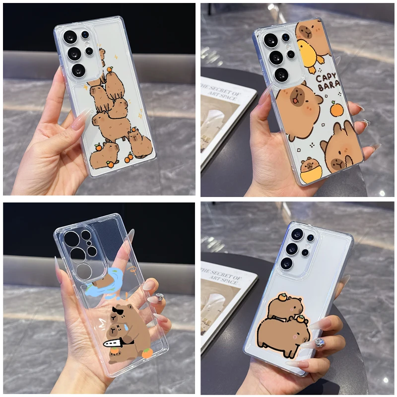 

Orange Starlight Cute Bear Phone Case for Samsung Galaxy S25 Ultra S20 FE S21 S22+ S23 Plus S24 S26 Edge Transparent Soft Covers