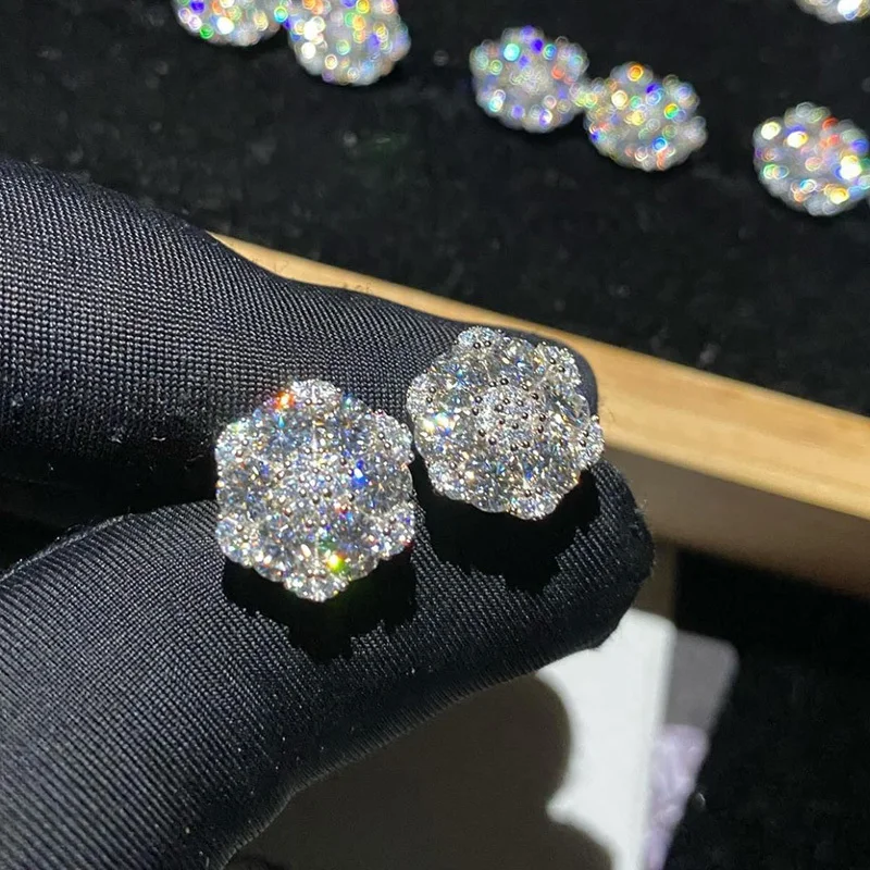 Wholesale Vvs Moissanite Round Cut Diamond Factory Price Earring Hoop Stud Earrings Men Women