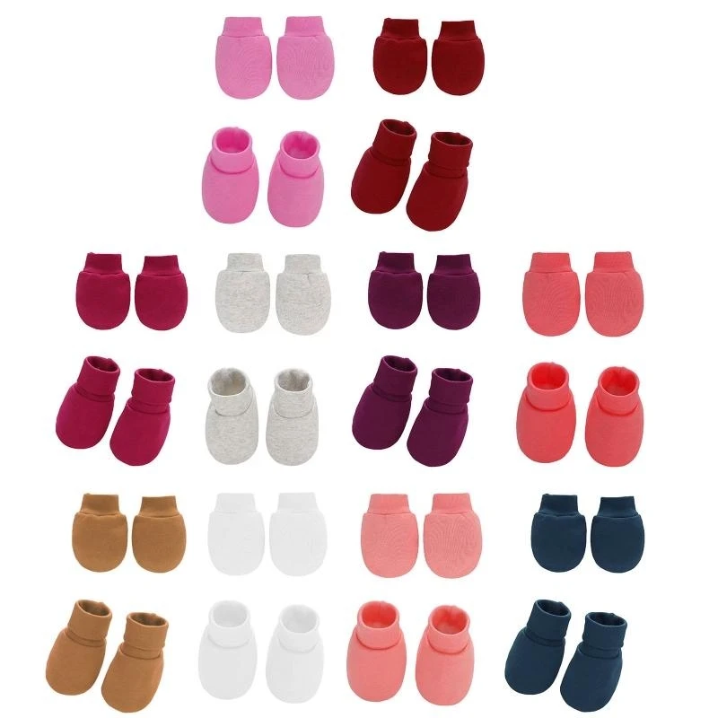 

M76C Baby Soft Cotton Gloves Foot Covers Set Anti Scratching Mittens Socks Gloves
