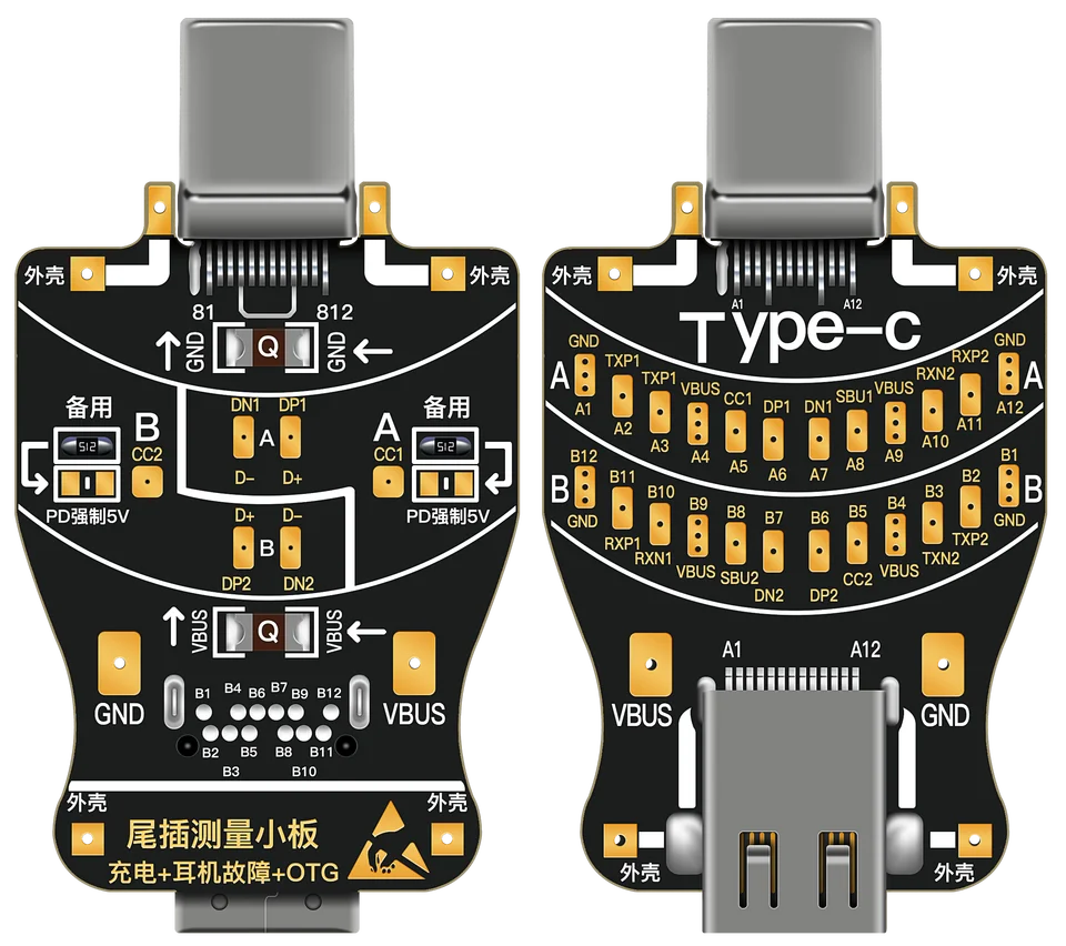 Placa de prueba de carga con conector Type-C/Lightning para reparación de celulares, herramienta de detección de carga 6