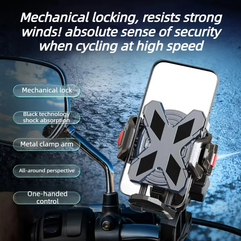 

Anti Vibration Phone Mount for Cycling 720 Full Angle Metal Clamp Arm High Damping for Electric Bike Off Road Bumpy Ride