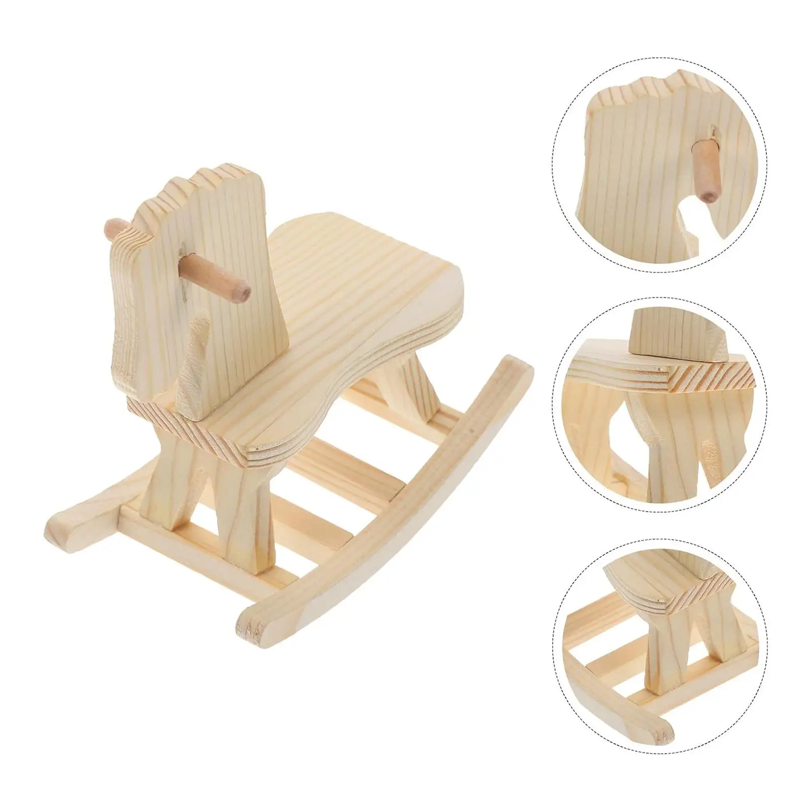 Wooden Rocking Horse Model Puzzle Toy Statue Table Centerpiece Home Decor Wooden Craft Kit Rocking Horse Figurine for Balcony