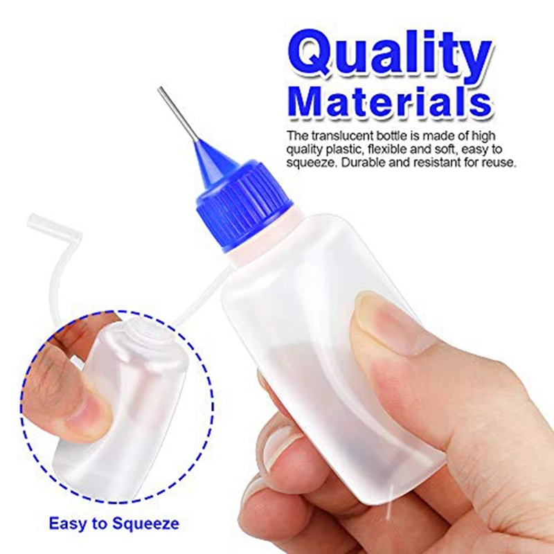 12PCS Precision Tip Applicator Bottles, 6 Colors 30Ml Needle Tip Squeeze Glue Bottles With 5 Mini Funnels, Easy To Use