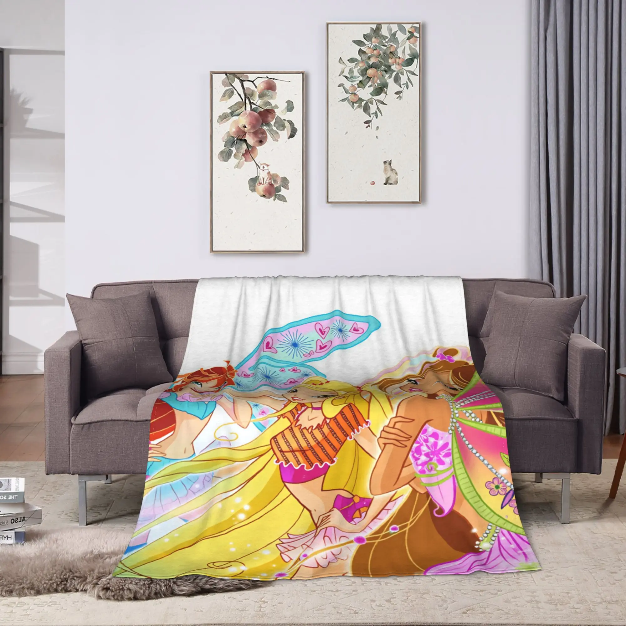 Cartoons W-winXs Clubs Warm Comfy Blanket For Chair Sofa Bed  Casual Throw Blanket Winter Plane Travel Flannel Bedspread