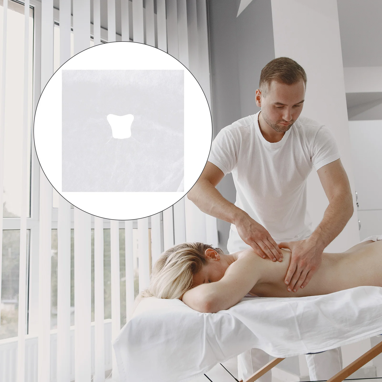 

100Pcs Disposable Hole Towels Breathable Face Pillow Covers for Massage Spa Beauty Salon Supplies Disposable Face Massage Pads