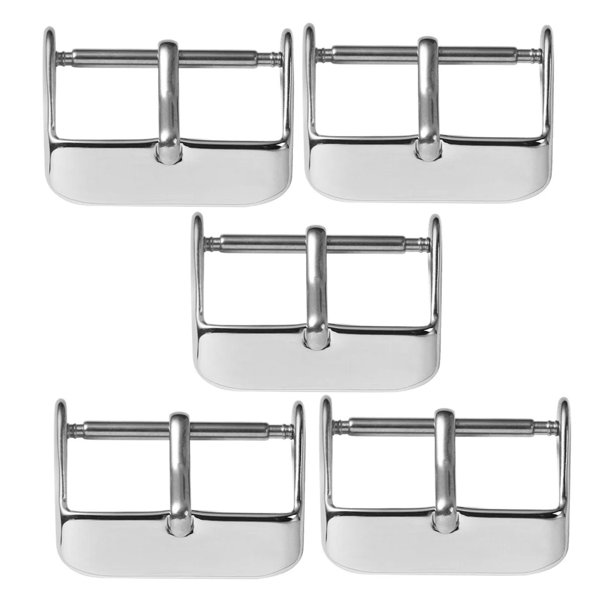 

5Pcs Stainless Steel Watch Band Buckle Replacement for Silicone Electronic Straps 16mm Silver Watchband Clasp