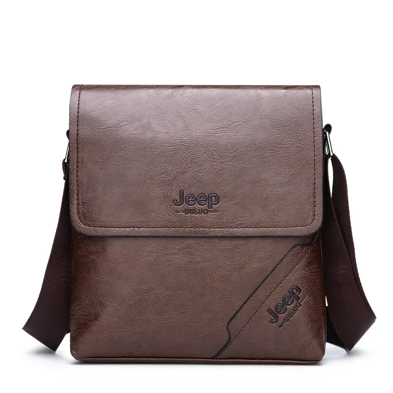 JEEP BULUO Men\'s Bag Casual Bag Lid Men\'s Leather Bag Shoulder Bag Jeep Messenger Bag Crossbody Bags Sling Bag