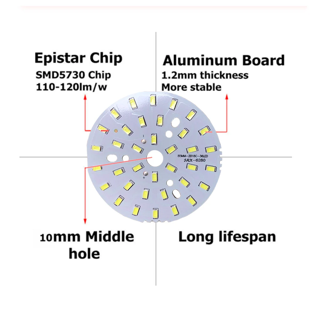 Imagem -03 - Smd Led Light Board com Painel de Lâmpada Brilho 3w 5w 7w 9w 12w 15w 18w 21w 25w 24w 100 mm Pcb