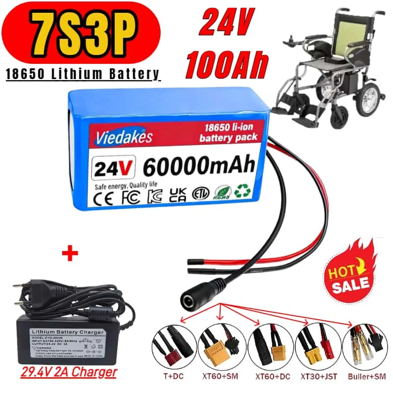 

New 7S3P 18650 24V 100000mAhhigh capacity Batteries ✅24V Lithium Battery Wheelchair Battery 7s3p Battery Pack for e-Bicycle