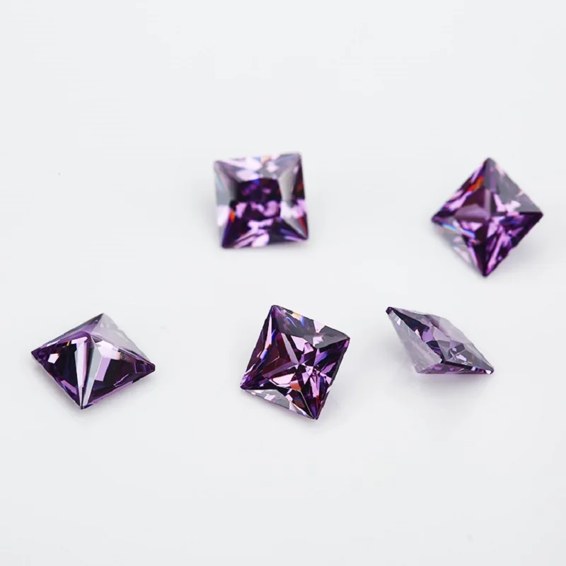 3x3mm~10x10mm Princess Cut Cubic Zirconia Stone White Garnet Amethyst Green SeaBlue Mix 5 Color 5A Loose CZ Synthetic Gemstone