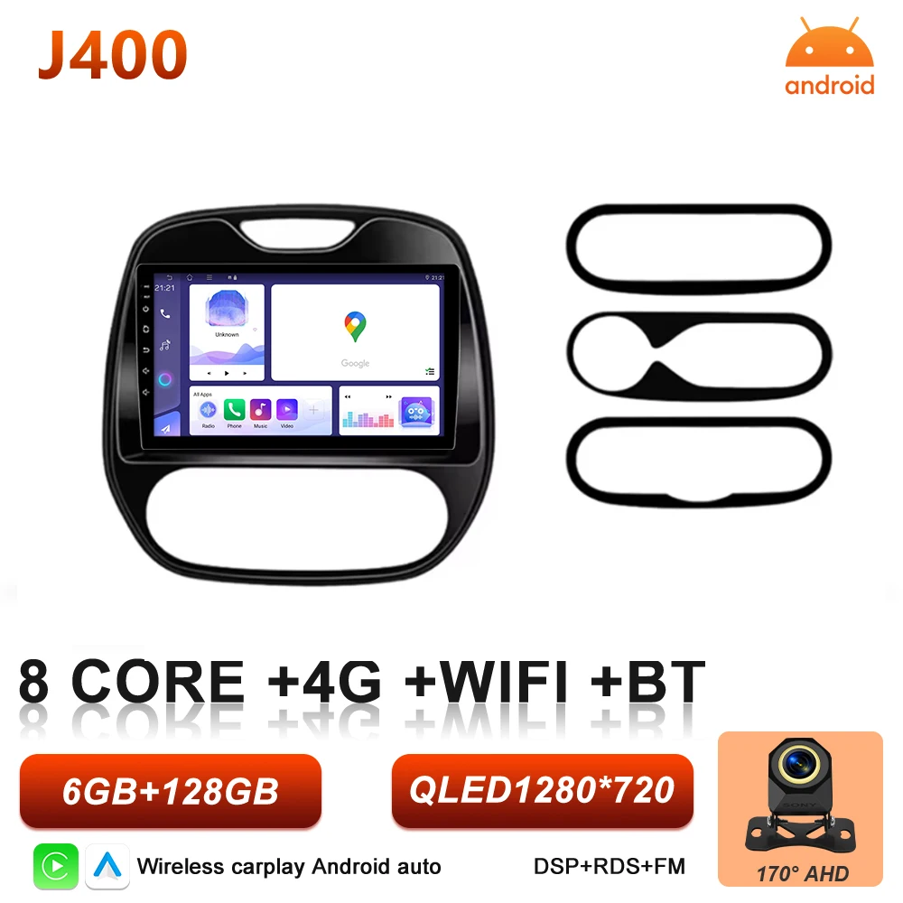 Android 16 Carplay autoradio voor Renault Kaptur Captur Clio Samsung QM3 2013 2014 2015 2016 GPS stereo multimediaspeler BT Wifi
