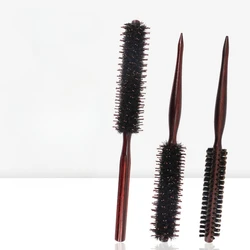 3 Types Straight Twill Hair Comb Natural Boar Bristle Rolling Brush Round Barrel Blowing Curling DIY Hairdressing Styling Tool