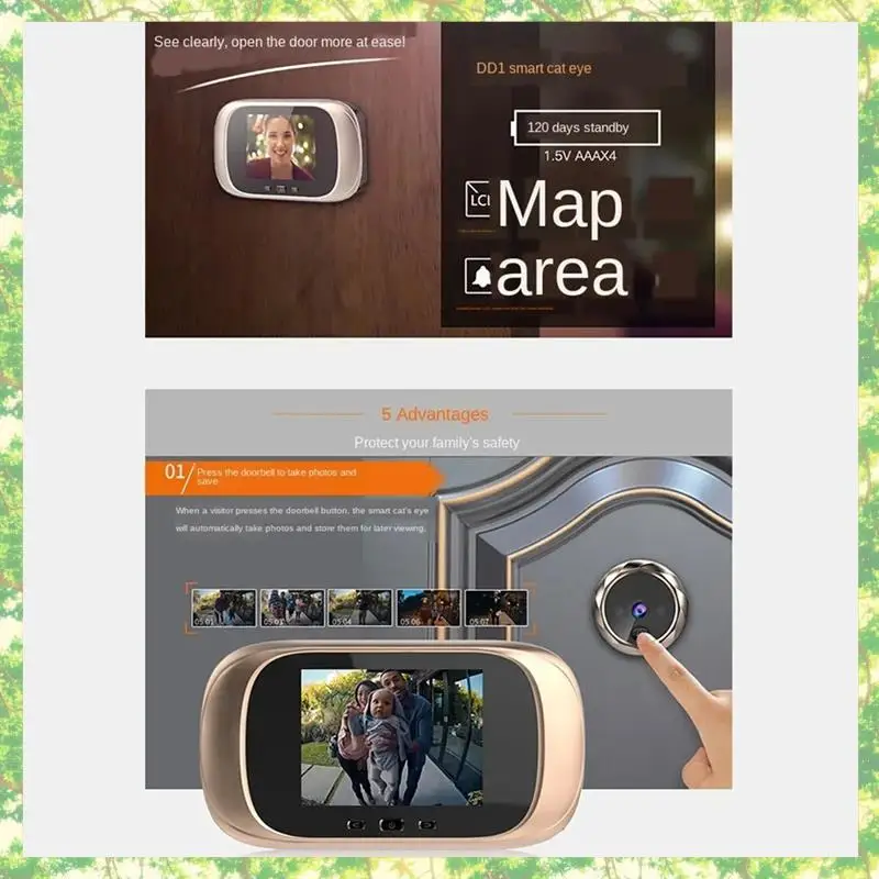 الذكية الرقمية LCD 2.8 بوصة جرس باب يتضمن شاشة عرض فيديو ثقب الباب المشاهد باب العين كاميرا مراقبة 90 درجة جرس الباب كشف الحركة العين دورا