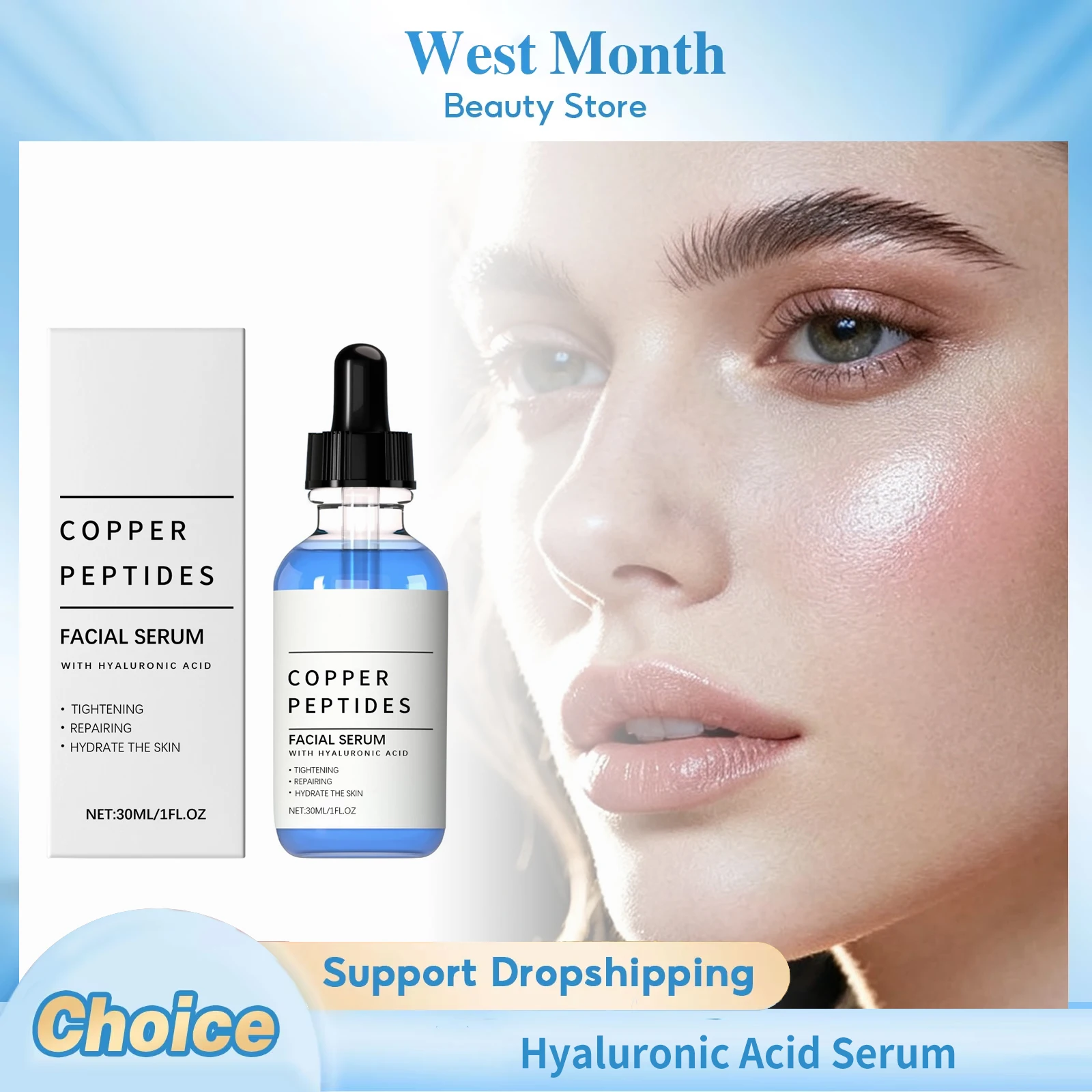 Soro de ácido hialurônico hidratante reparação estabilização brilho encolher poros brilhante endurecimento levantamento facial hidratante soro