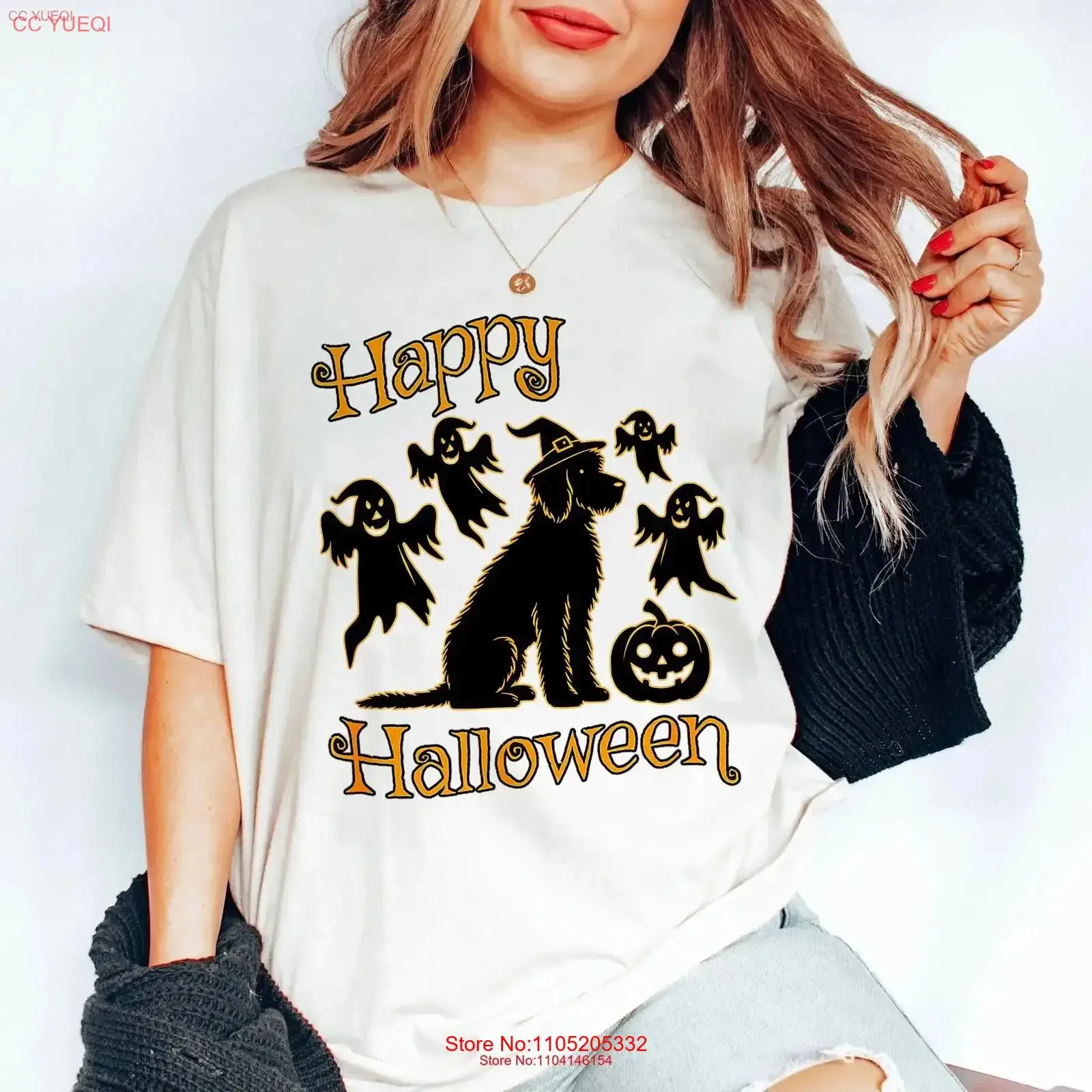 

Doodle Halloween T Shirt Mom Dad SweaT Silhouette s Holiday Pet Parent Dog vintage Washed Breathable Casual streetwear