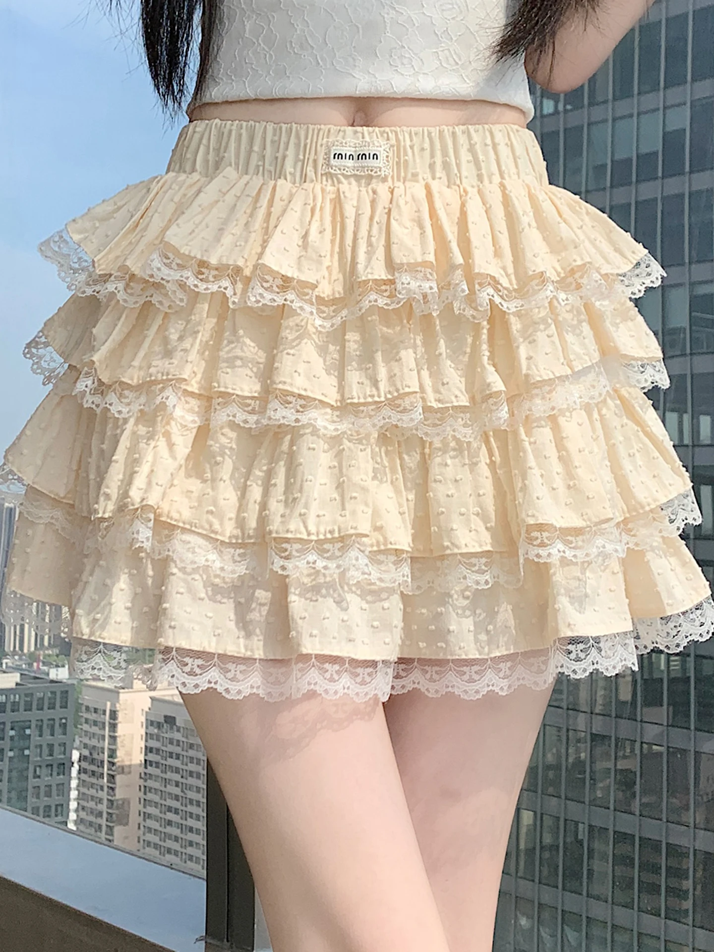 

Ballet Style Multi-Layer Volume Half Skirt Women Summer Thin High Waist A-Line Puffy Short Skirt Soft Comfortable Korean Version