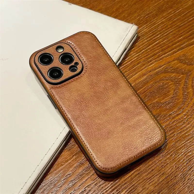 Suitable for iphone16 phone case iphone15ProMax light luxury iphone14 high-end iphone13 pure leather iphone12 all inclusive