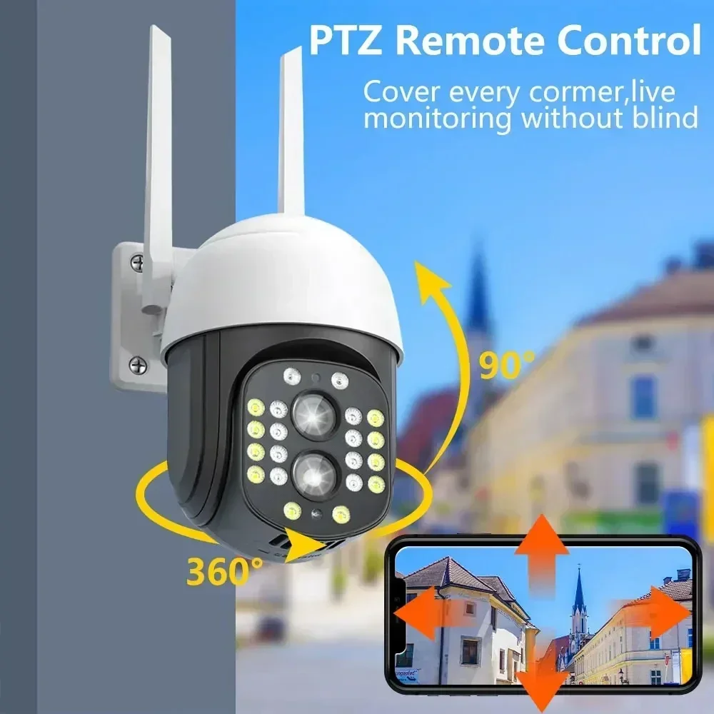 8MP PTZ WiFi 4K 10X PTZ Zoom Dual Lens Screen Camera Outdoor Protection Auto Motion Detection Outdoor CCTV Survalance IP Cameras