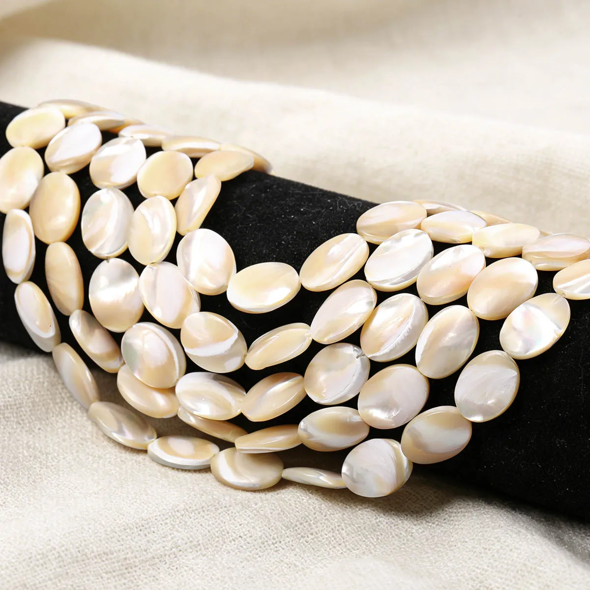 12x16mm, 10 piezas de conchas naturales, cuentas de disco ovaladas para hacer accesorios de joyería DIY como pulseras, collares y llaveros