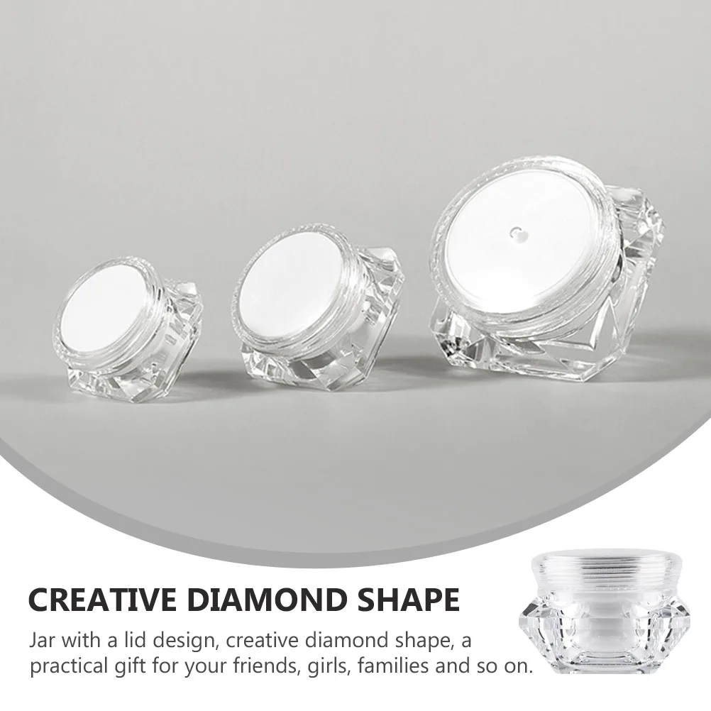 

12 Pcs Diamond Shape Cream Jars Small Size Lotion Dispensers Portable Travel Containers Storage Bottle