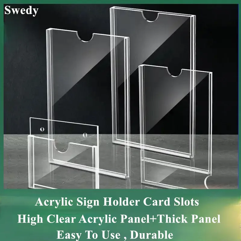 5 Pieces A4 Double-Layer Acrylic Card Slot Poster Frame Menu Paper Holder Plastic Sign Holder Flyer File Document Display Slots