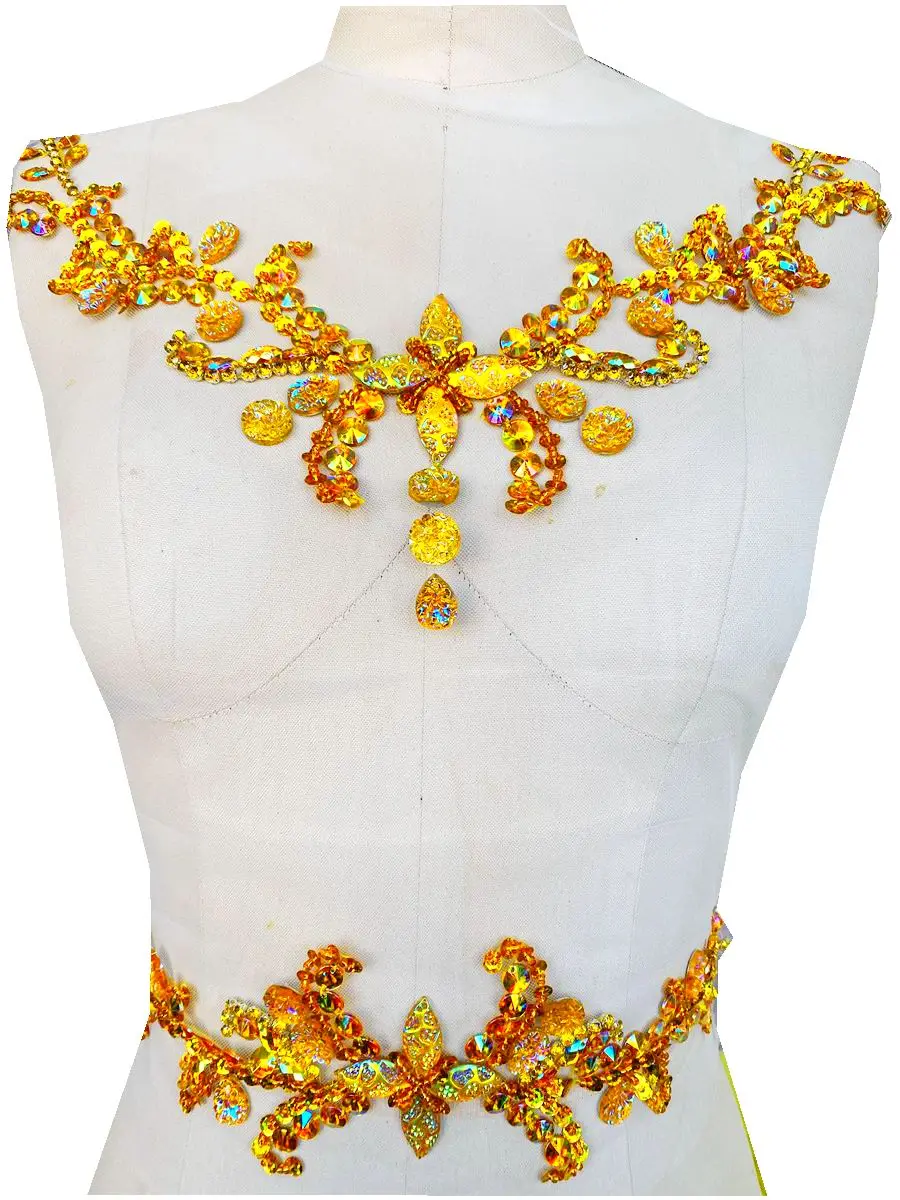 Conjunto de correas de cristal con diamantes y cuentas para el cuello, decoración de ropa, accesorio para vestido de noche, Material de diamantes de imitación de lujo