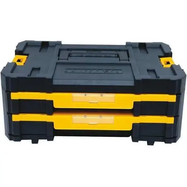 TSTAK IV Double Shallow Drawers, Plastic, Black, 17 in W x 12 in D x 7 in H