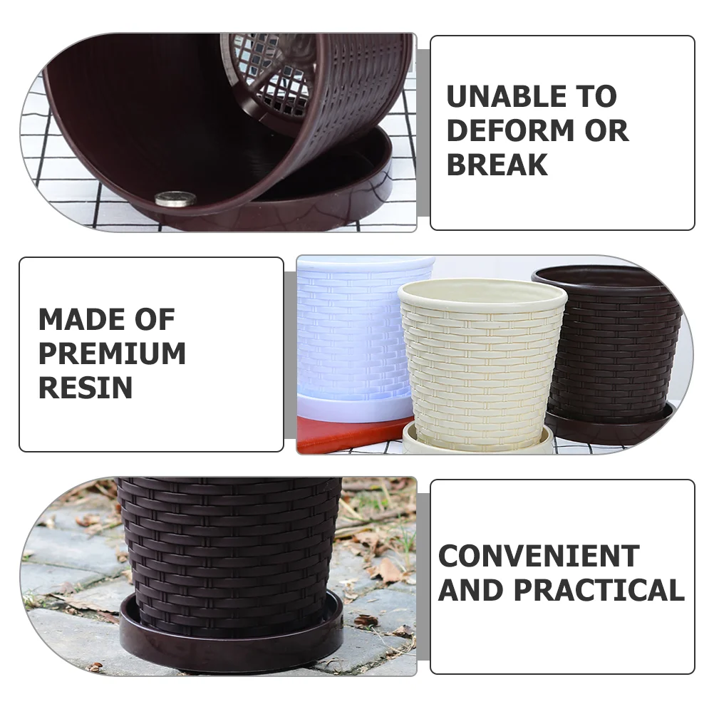 Decorative Succulent Container Household Flower Pot Artificial Vines Garden Brown Resin Plants