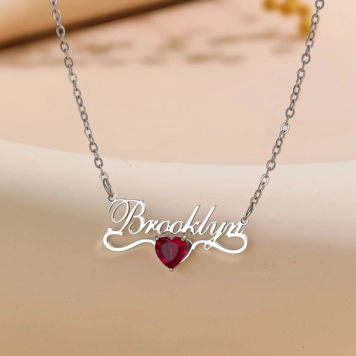 

Stainless Steel Custom Name Heart Necklace Gilded December Birthstone Pendant Jewelry Couple Necklace Set Gift For Women