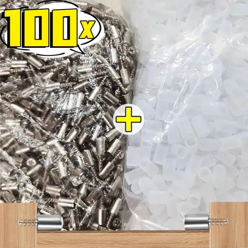 100/1set Self-tapping Screws Cabinet Bracket Laminate Support Glass Studs Pegs Wooden Cabinets Wardrobe Non-Slip Partition Nail