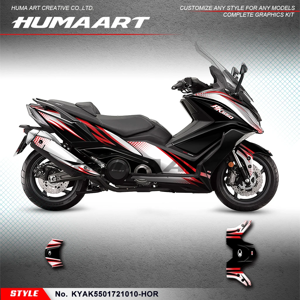 HUMAART Sports Stickers Scooter Graphics Kit for KYMCO AK550 2017 2018 2019 2020 2021, KYAK5501721010-HOR