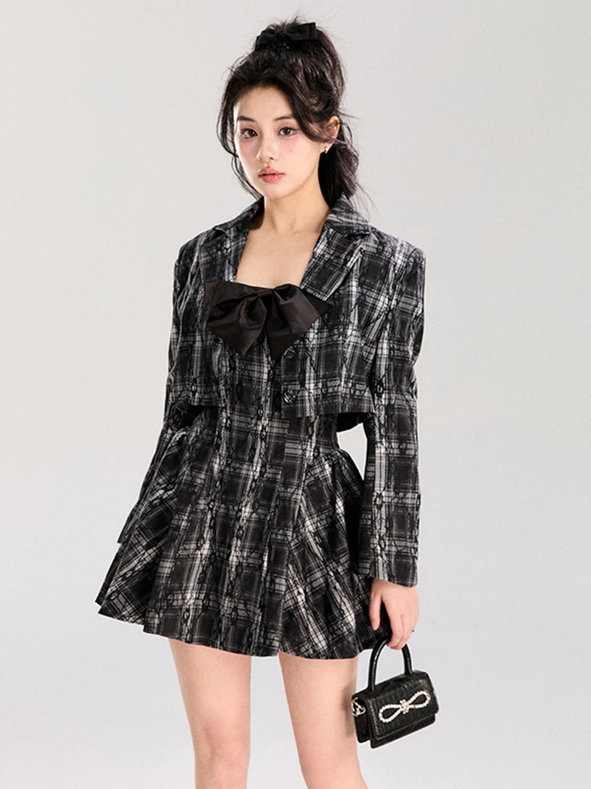 

Sweet And Cool Vintage Ensemble Women's ort Puffy Skirt Strap Top oulder Length Outerwear Two-Piece Set Faion Design