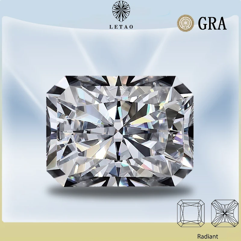 

Moissanite Radiant Cut 0.5ct To 5ct D Color VVS1 Lab Grown Gemstone Advanced Jewelry Making Materials with GRA Certificate