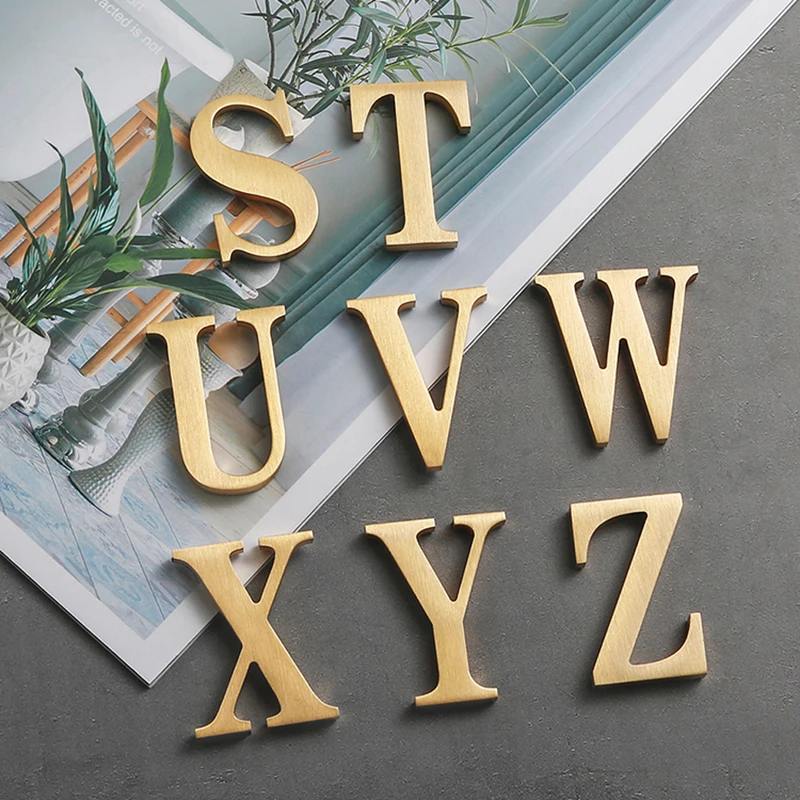 

1 шт., твердая латунь, самоклеящаяся номер дома, адресная буква A ~ Z, дверные таблички, дверные таблички, таблички для квартиры, общежития, таблички для дома