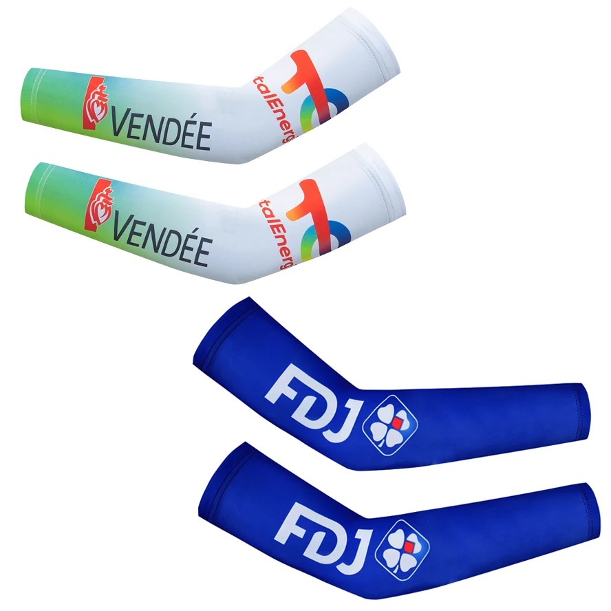 2024 fdj Cycling Sleeves TEAM Total Energie Bike Arm Warmers Men Women Ropa Ciclismo mtb Pro Bicycl Oversleeves Cover