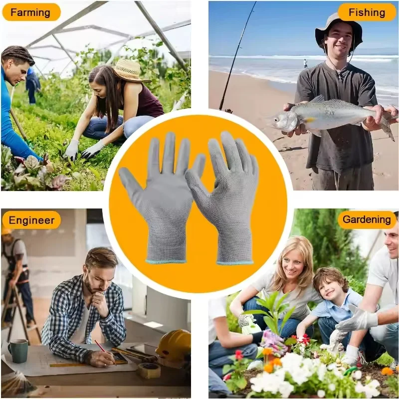20 قطعة قفازات العمل السلامة بولي Palm النخيل المغلفة المضادة للانزلاق قفازات منزلية رمادي البستنة البستنة العمل إصلاح قفازات واقية