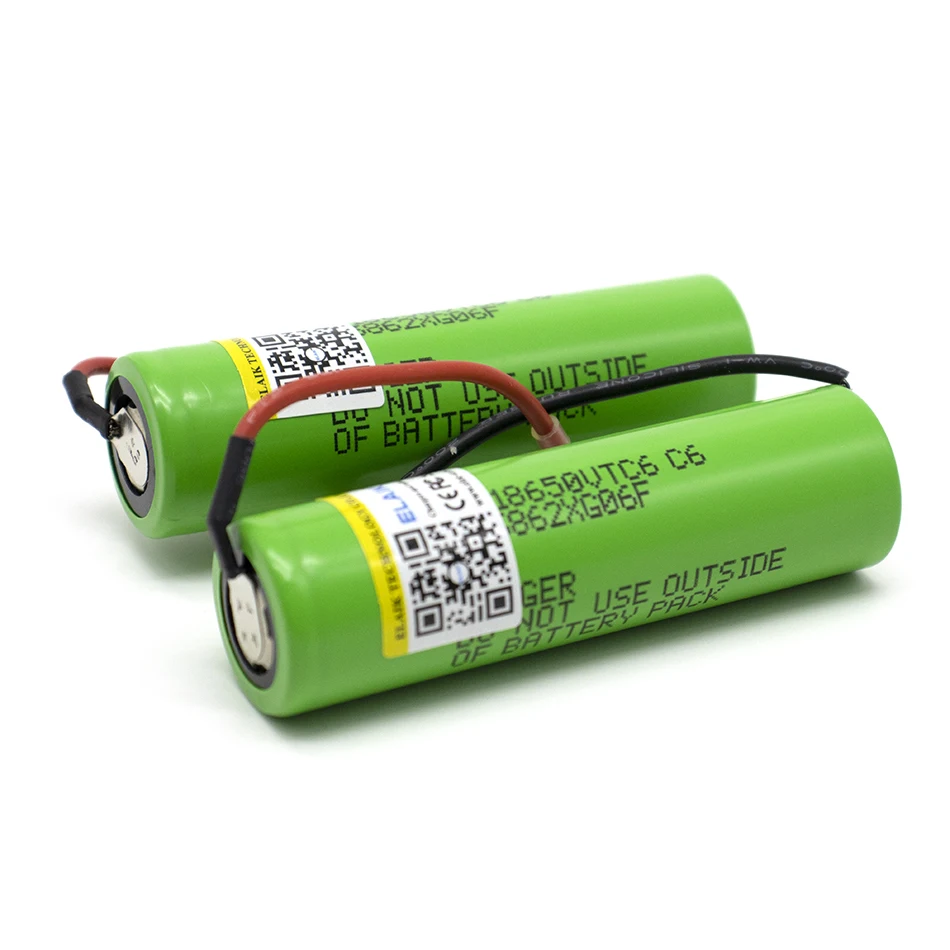 2PCS original US18650VTC6 3.7V 3000mAh 18650 battery for us18650 Sony VPC 6 30 A toy tools flashlight battery +DIY wire