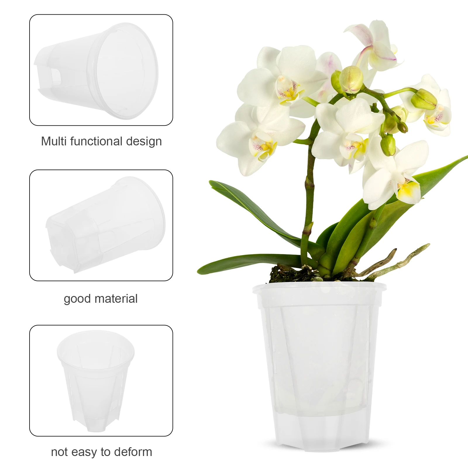 

5pcs Self Watering Flower Pot 12x8 3x14 cm White Transparent Base Automatic Planters Indoor Plants Easy Display Space Saving