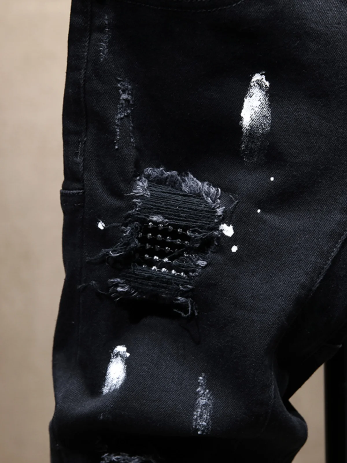 

Luxury European Sle Men's Jeans Patched Wear Resistant Slim Fit Bootcut Long Trousers Casual Cotton Stretch Denim Jeans