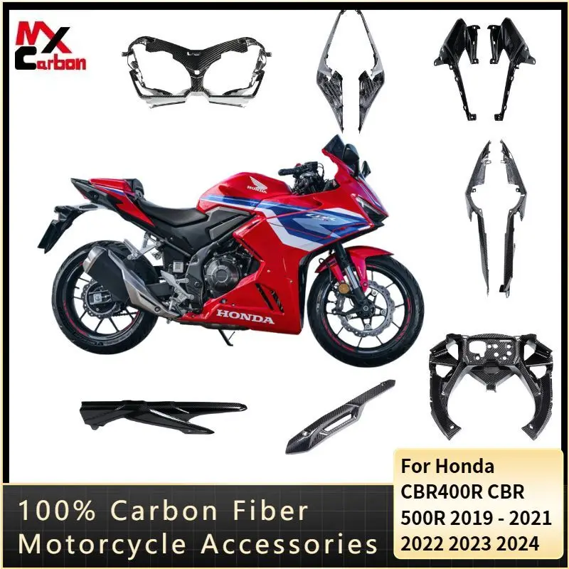 

Для Honda CBR400R CBR 500R 2019 - 2021 2022 2023: 100% карбоновые боковые панели, крылья, полные комплекты обтекателей, аксессуары для мотоциклов
