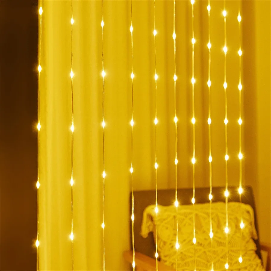 3x2M 3X3M Water Flow Snowing Effect Curtain String Light Christmas Hanging Garland Light Wedding Party Waterfall Icicle Light