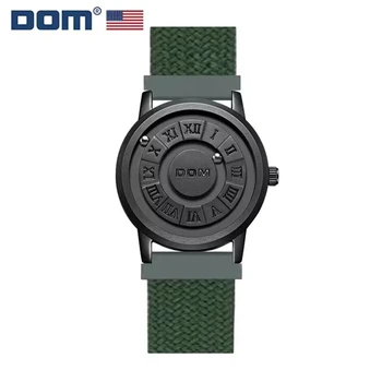 New DOM Nylon Hot Sale Luxury Watch Creative Scroll Pointer Magnetic Force Sports Watches Men Quartz Chronograph Man Clock