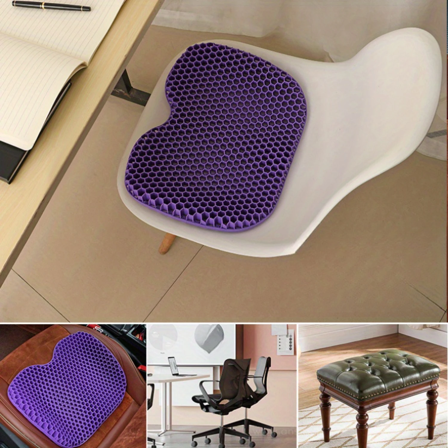 1pc Honeycomb Design Seat Cushion, Chair Seat Cushion, Multipurpose Breathable Cushion, Suitable For Office Car