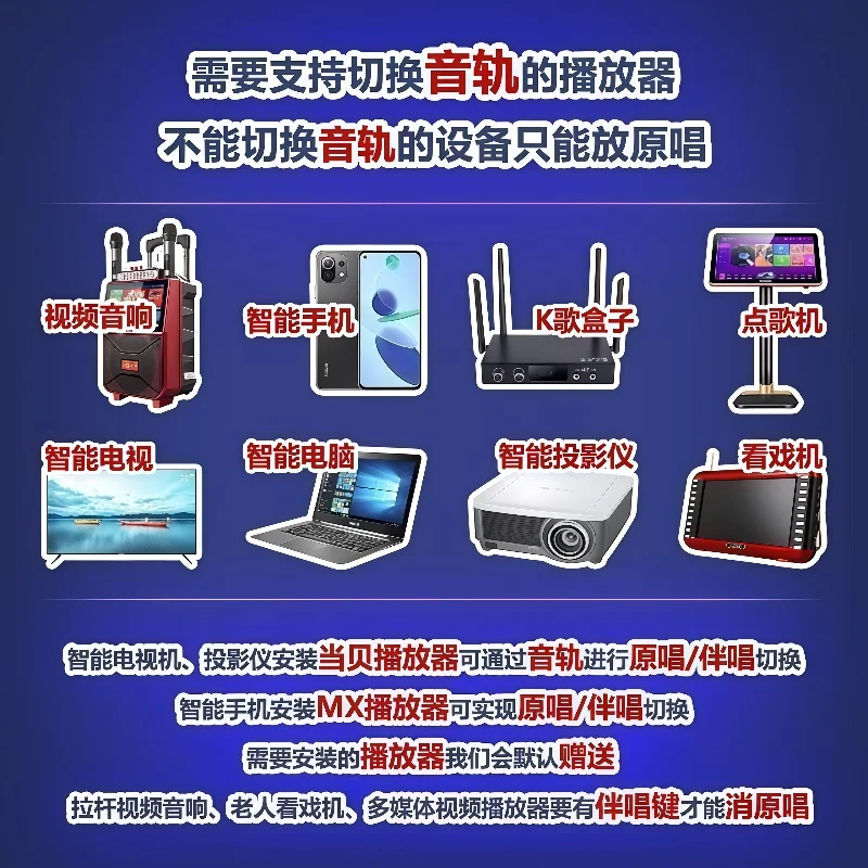 2025 كاريوكي أغاني جديدة أغاني كلاسيكية قديمة USB كاريوكي مسار مزدوج، يمكن كتم صوت فيديو MKV USB #3