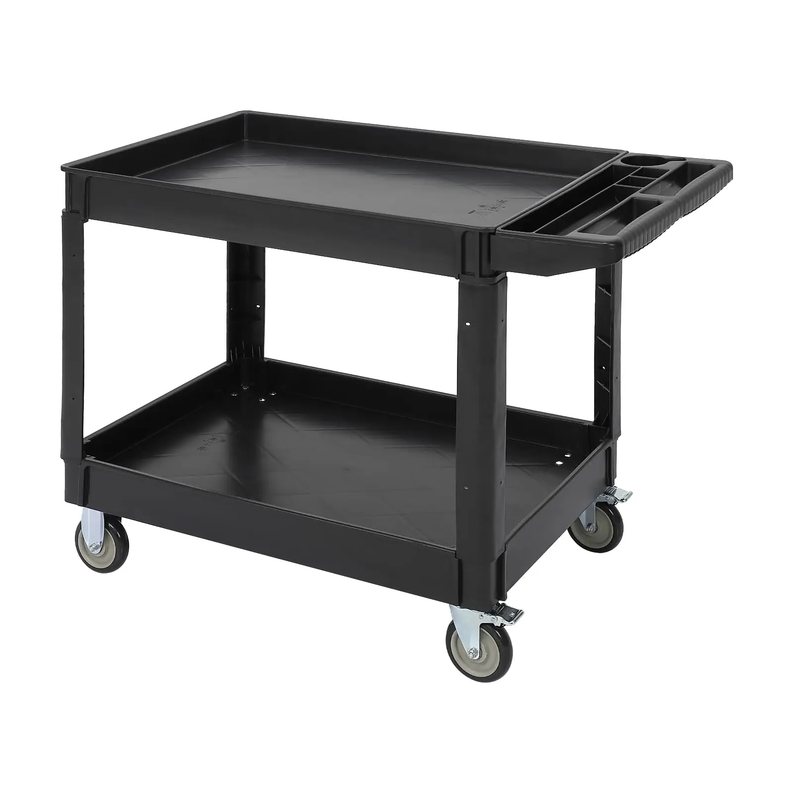 Utility Service Cart with Wheels and Two Trays, Service Cart 2-Shelf 500lbs, Rolling Utility Cart for