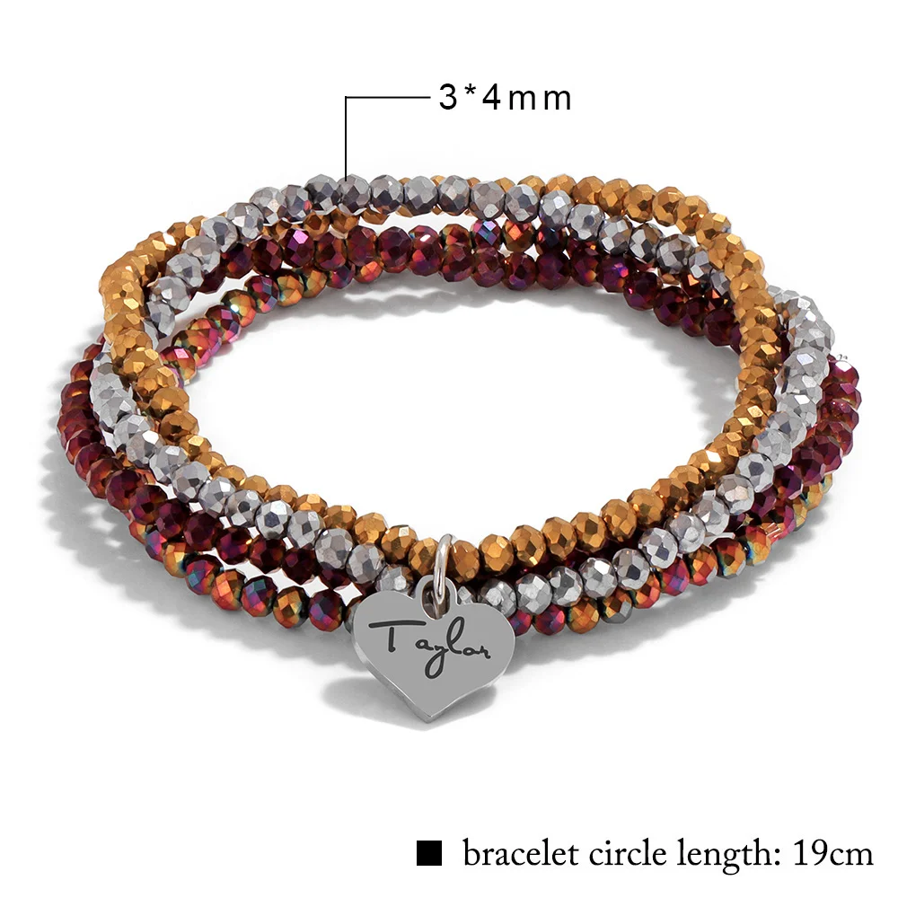 4pcs/set Colorful Faceted Glass Crystal Beads Bracelet Fashion Taylor Pendant Bracelets for Women Men Fans Vocal Concert Jewelry