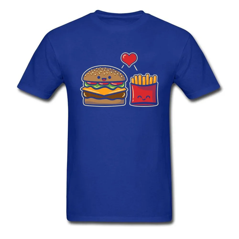 Burger And Fries T-shirt Men Black Tshirt Cotton Fabric Clothing Friends Tops Funny Cartoon Clothing Boyfriend Gift Tee